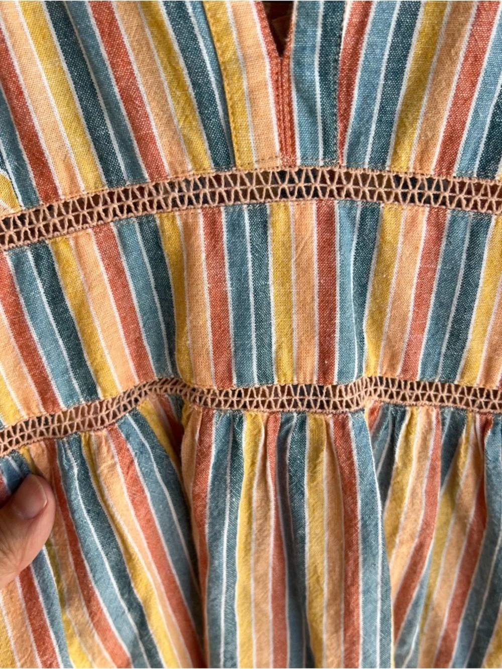 Roxy New Silver Light Striped Maxi Dress Sz M - Picture 9 of 10